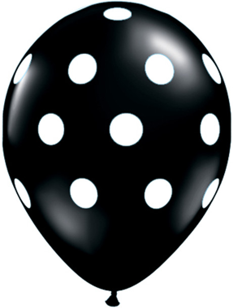 Black Latex Balloon With White Polka Dots