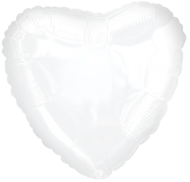 18" Heart Shaped White Foil Balloon