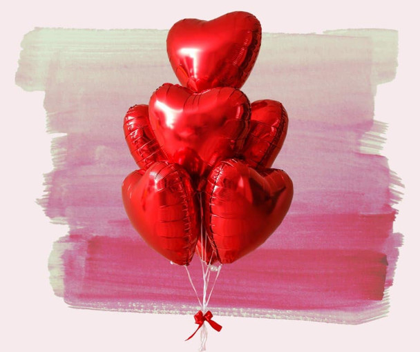 Valentine's day special heart helium 7 balloon bouquet