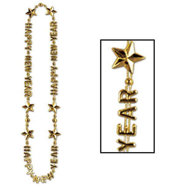 Happy New Year Gold Beads
