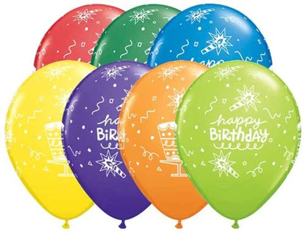 assorted colors happy birthday cake and candles latex balloon