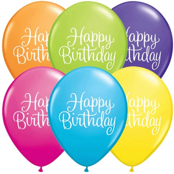 Classy Script Happy Birthday Latex Balloon