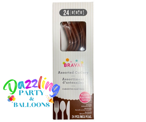 Reusable Plastic Cutlery Chocolate Brown