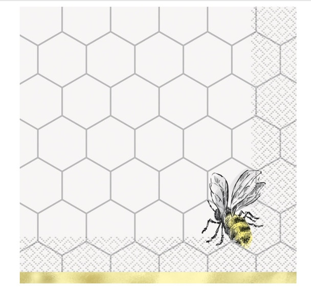 golden honey bee paper napkins