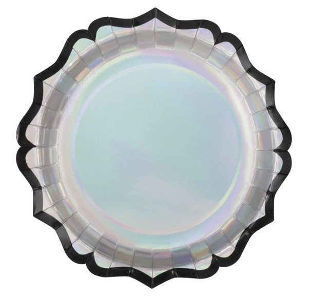 Iridescent Hauntings Scalloped Shaped 8.25" Dessert Plates  8ct - Iridescent Foil Stamping