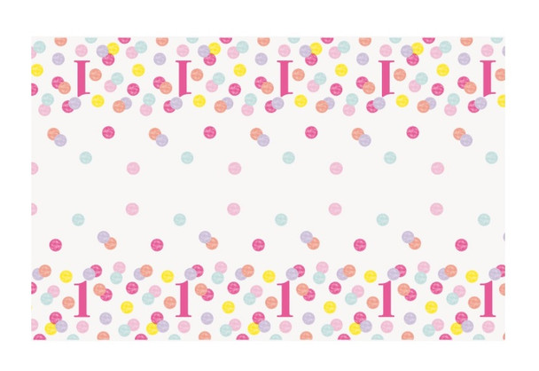 Pink Dots 1st Birthday Rectangular Plastic Table Cover