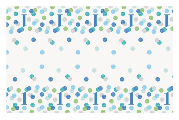 Blue Dots 1st Birthday Rectangular Plastic Table Cover