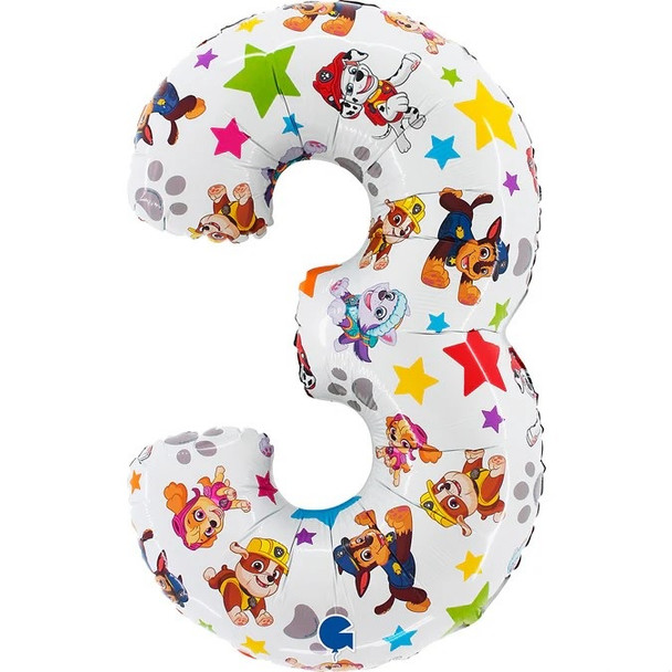 26" Paw Patrol Number Three Foil Balloon