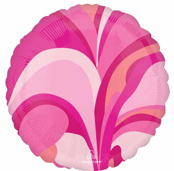 Vibrant Pink Macro Marble Round Foil Balloon