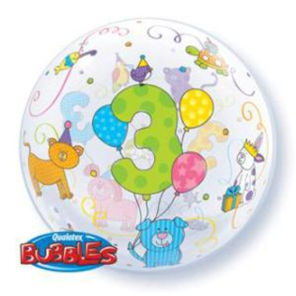 3rd Birthday Cuddly Pets Bubbles Balloon