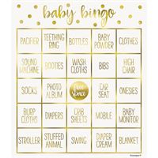 Gold Baby Shower Bingo Kit for 8 - Foil Stamping
