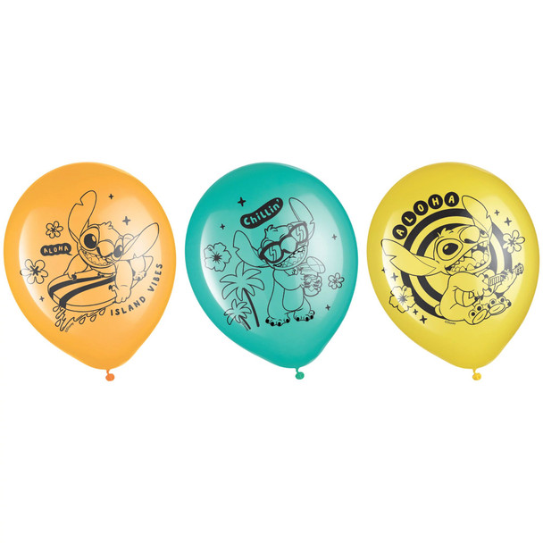 Disney Stitch Balloons 12" Latex 6/PCS