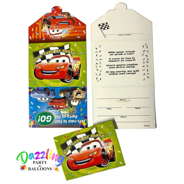 McQueen Cars Birthday Invitations 6/CT
