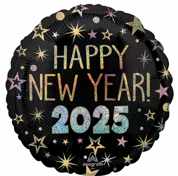 Happy New Year Celebration 2025 18" Round Foil Balloon