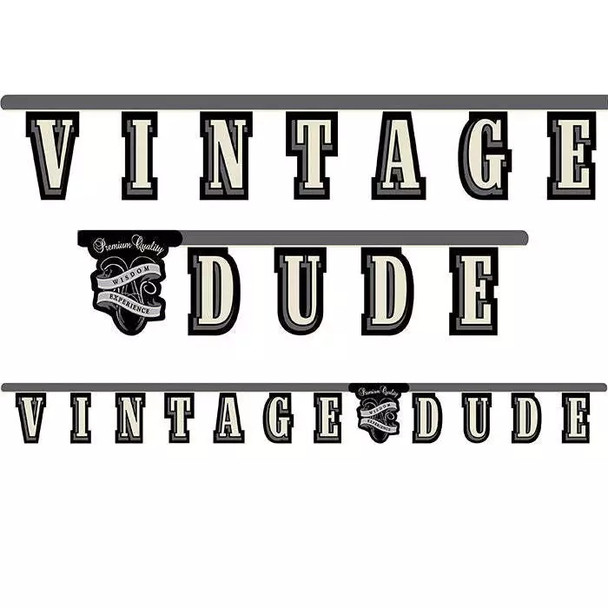 Vintage Dude Jointed Banner 7" x 8' Paper Adult Birthday Party Decorations