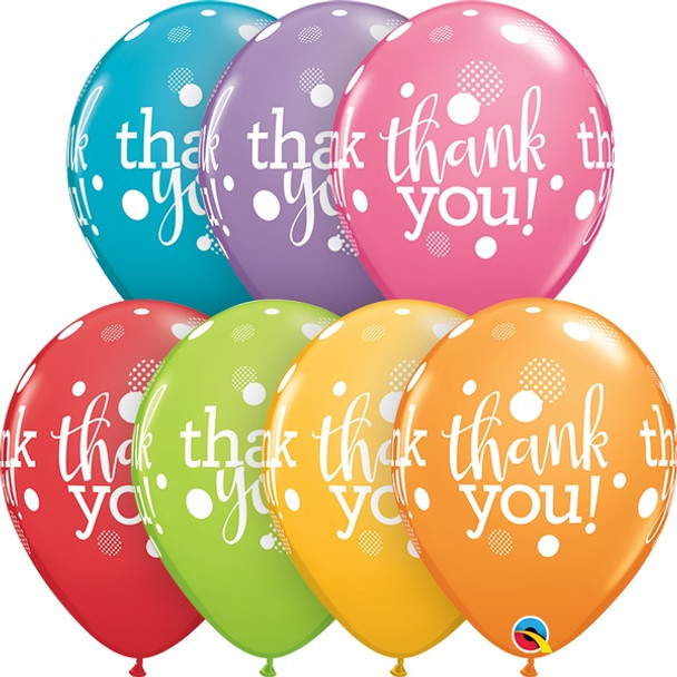 Thank You Latex Balloons Assorted Colors