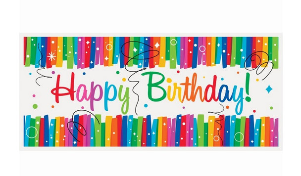 Rainbow Ribbons Birthday Wall Banner 60" x 27"