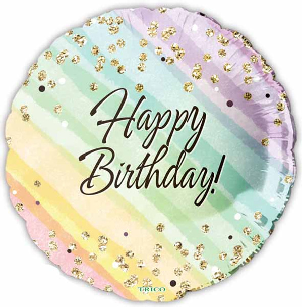 Happy Birthday Pastel Sparkle 18" Foil Balloon