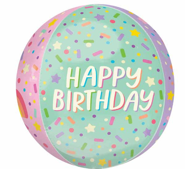 Ice Cream Party Happy Birthday 16" Orbz Balloon