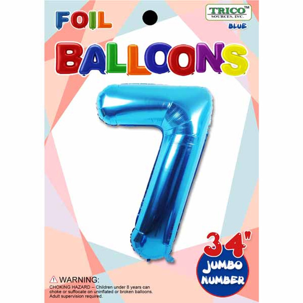 Jumbo Supershape #7 Blue Birthday Foil Balloon