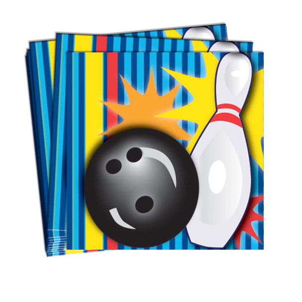Retro Bowling Beverage Cocktail Napkins Birthday Party Decor Tableware 16pcs/pk