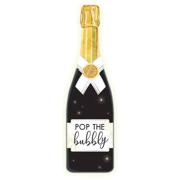 Champagne Bottle LED Sign Pop The Bubbly Light-Up Sign New Year's Eve 1/CT
