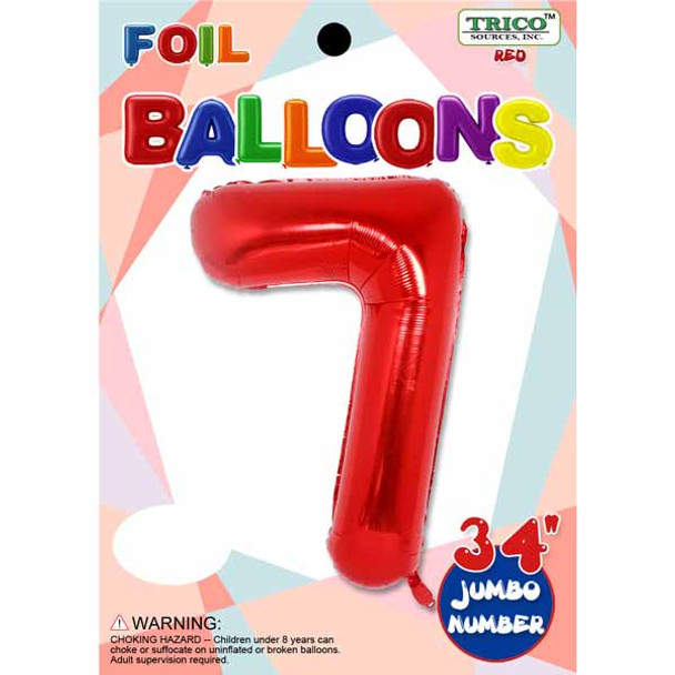 Jumbo Supershape #7 Red Birthday Foil Balloon