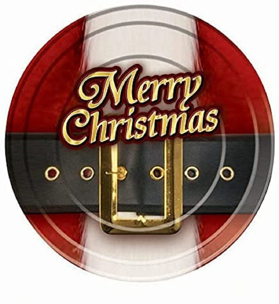 Merry Christmas Santa's Belt 7" Dessert Plates Holiday Party Tableware 8pc/pk