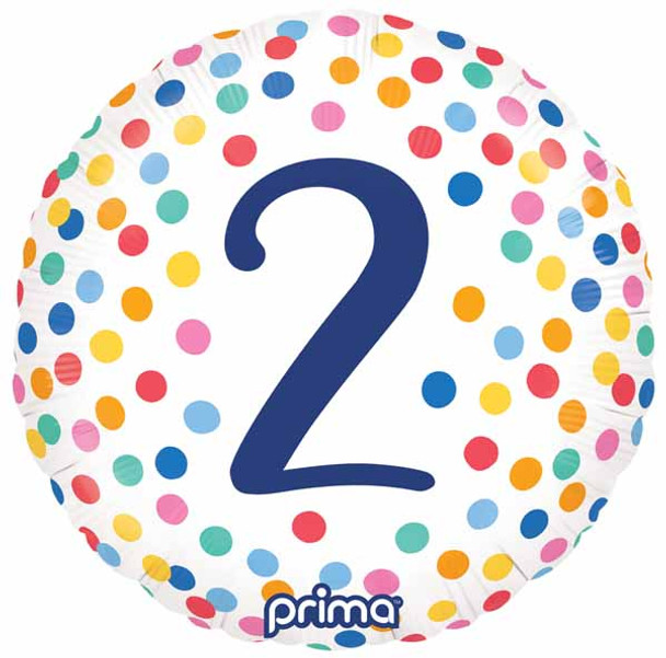 Prima Confetti "2" 18" Round Foil Balloon
