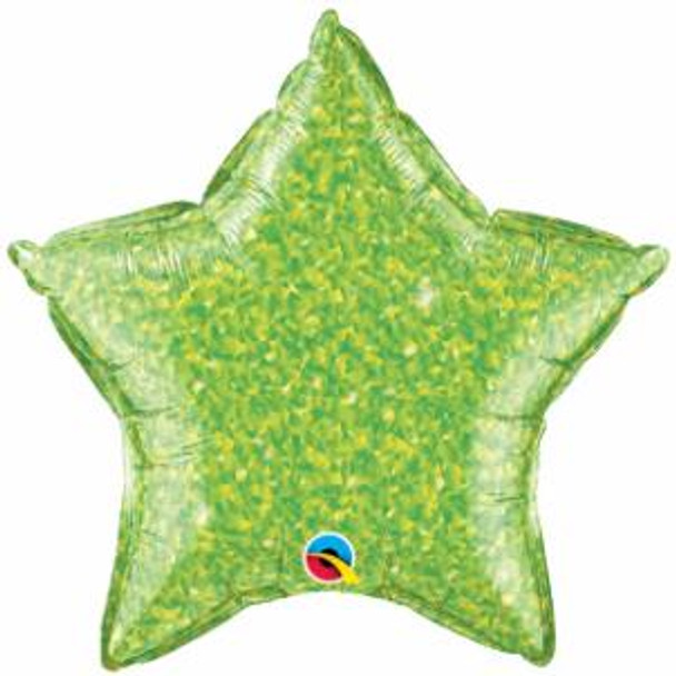 20" Star Shaped Crystal Graphic Foil Balloon Lime Green