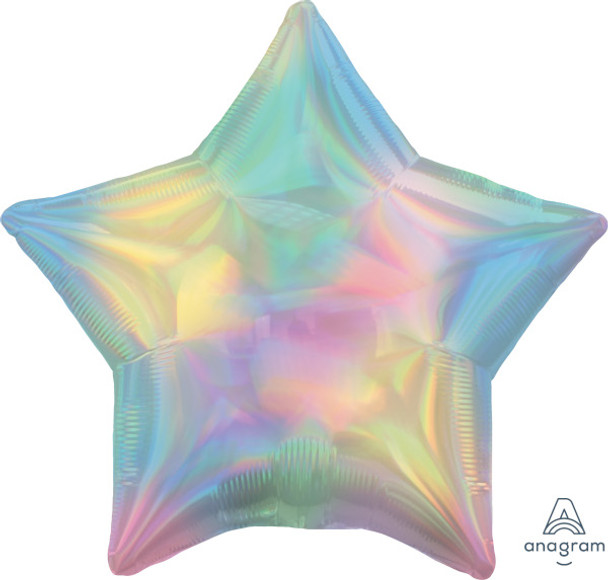 19" Star Shaped Solid Color Foil Balloon Iridescent Pastel Rainbow
