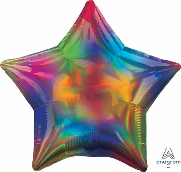 19" Star Shaped Solid Color Foil Balloon Iridescent Rainbow