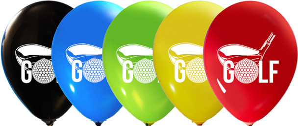 2-sided printed golf balloons latex assorted colors