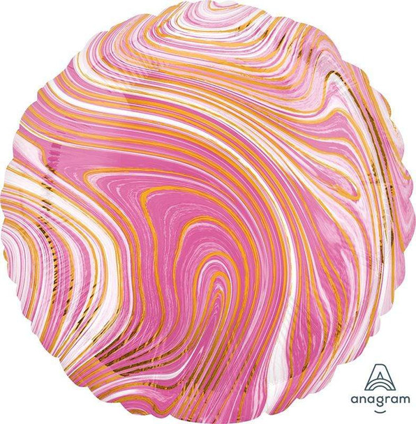 Marblez Swirls 18" Pink Gold White Round Foil Balloon