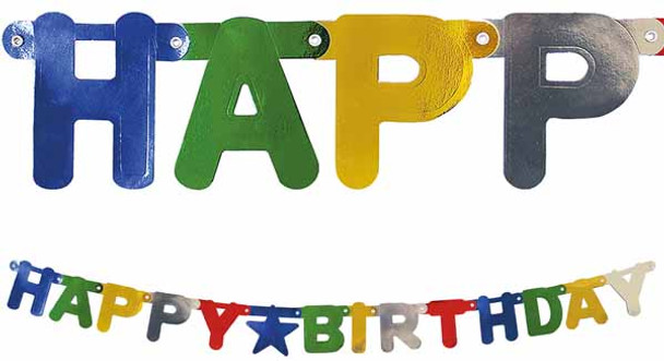 Metallic Foil Paper Happy Birthday Jointed Banner