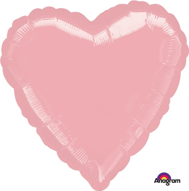 18" Heart Shaped Metallic Pearl Pastel Pink Foil Balloon