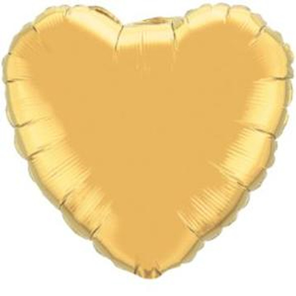 18" Heart Shaped Metallic Gold Foil Balloon