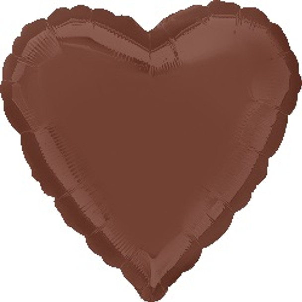 18" Heart Shaped Chocolate Brown Foil Balloon
