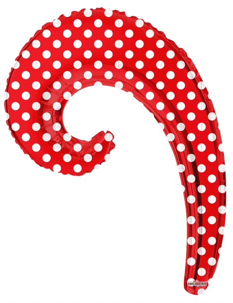 Red & Silver Polka Dots Kurly Wave Balloon