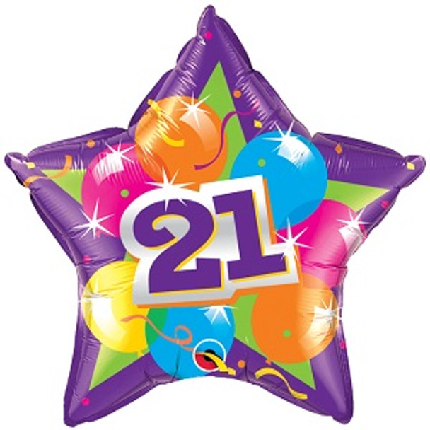 Number 21 Star balloon for birthday or anniversary