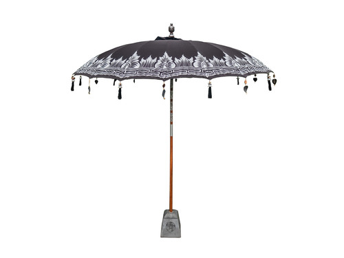 Todo Bien Bali parasol zwart met half zilveren beschildering 250 cm