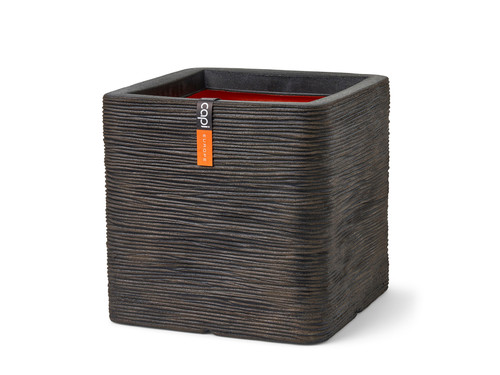 Capi Nature Rib Pot vierkant NL donkerbruin 30 x 30 x 30 cm