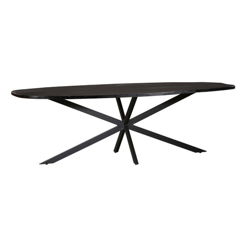 Adeqo Mangohouten Ovale Eettafel Tova 200 x 100 cm met matrixpoot | Deens Ovaal | Black