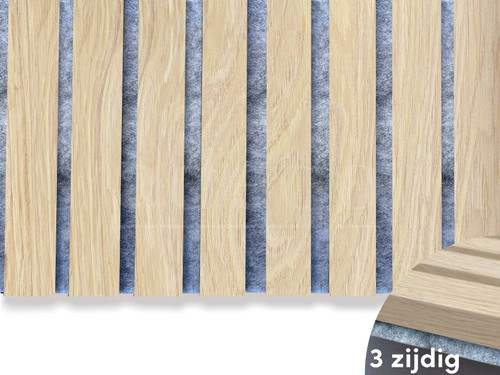Akupanel - Akoestische panelen - Natuurlijk Eiken grijs vilt - 260 x 60 cm - 3 zijdig