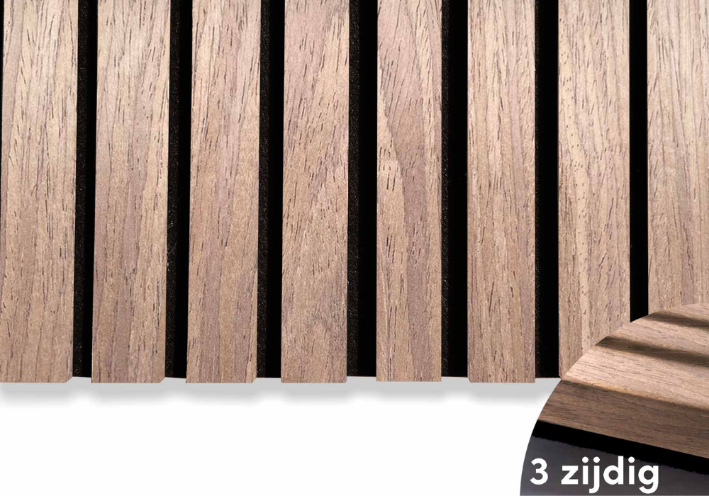 akoestisch wandpaneel walnoot hout 300 cm