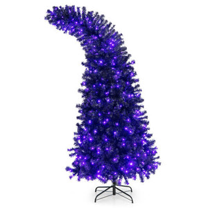 7 Feet Pre-Lit Black Halloween Tree with 8 Flash Modes and 400 Lights B593-CM23976