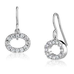 3W1278 - Rhodium Brass Earrings with AAA Grade CZ  in Clear A874-3W1278