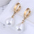 Pearl Fashion Minimalist Design Wholesale Jewelry Women Huggie Ear Dangle Studs - Golden A392-fear7282