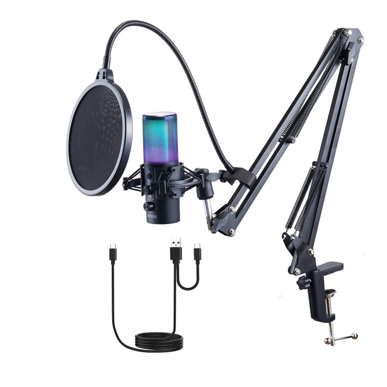  USB Microphone, 192 kHz/24-bit, Professional Condenser Microphone Kit with Boom Arm Stand Pop Filt E415-DBMKFDRMKFDS8O2KQV9