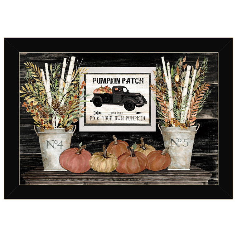 Pumpkin Patch Still Life 1 Black Framed Print Wall Art N270-415867